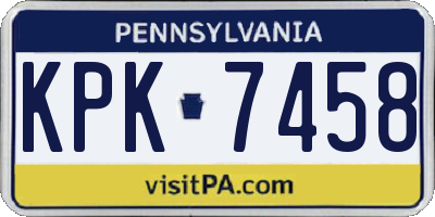 PA license plate KPK7458