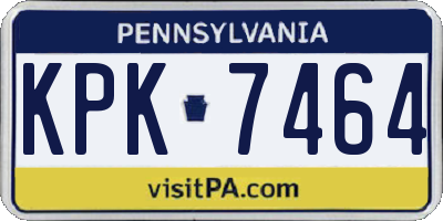 PA license plate KPK7464