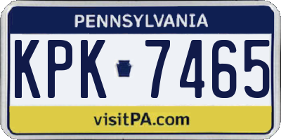 PA license plate KPK7465