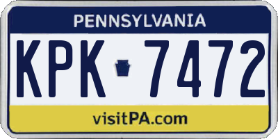 PA license plate KPK7472