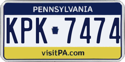 PA license plate KPK7474