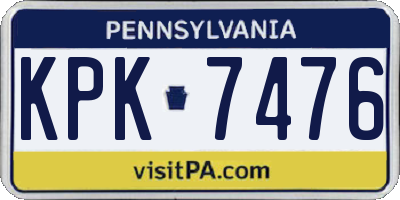 PA license plate KPK7476