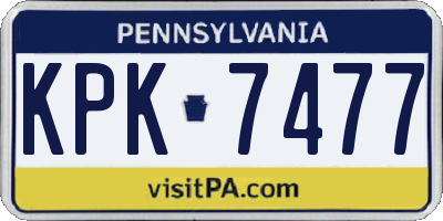 PA license plate KPK7477