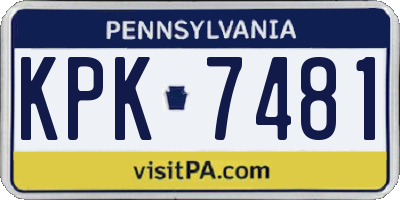 PA license plate KPK7481