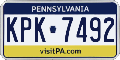 PA license plate KPK7492