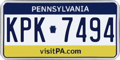 PA license plate KPK7494