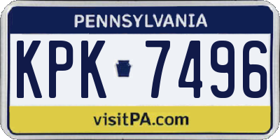 PA license plate KPK7496