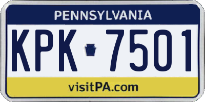 PA license plate KPK7501