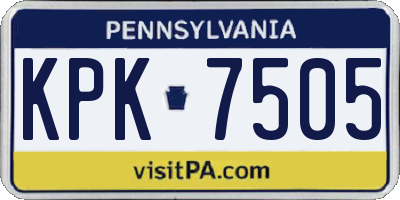 PA license plate KPK7505