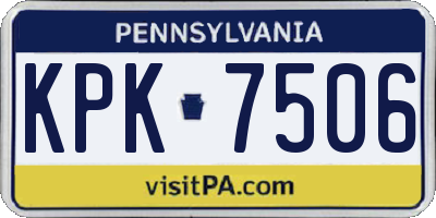 PA license plate KPK7506