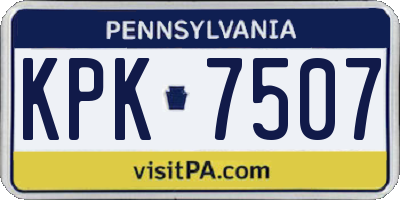 PA license plate KPK7507