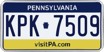 PA license plate KPK7509