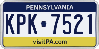 PA license plate KPK7521