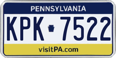 PA license plate KPK7522