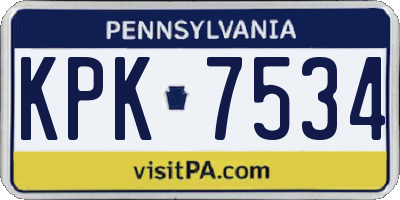 PA license plate KPK7534