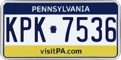 PA license plate KPK7536