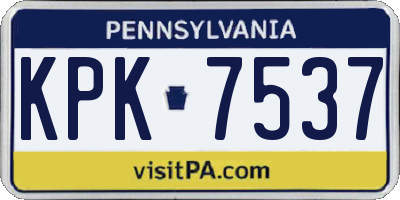 PA license plate KPK7537