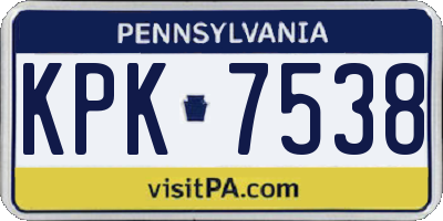 PA license plate KPK7538