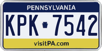 PA license plate KPK7542