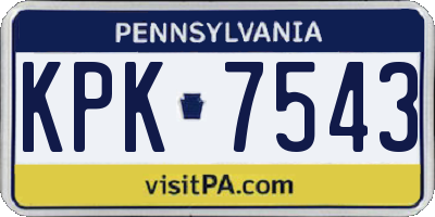 PA license plate KPK7543