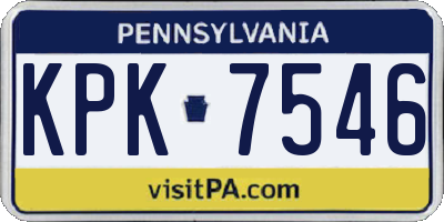 PA license plate KPK7546
