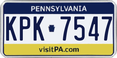 PA license plate KPK7547