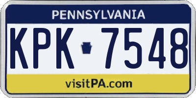 PA license plate KPK7548