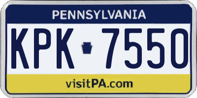 PA license plate KPK7550