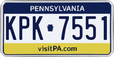 PA license plate KPK7551
