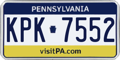 PA license plate KPK7552
