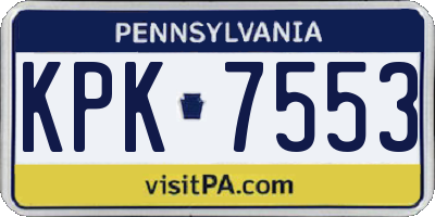 PA license plate KPK7553