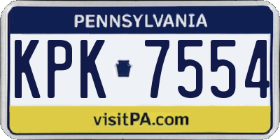 PA license plate KPK7554