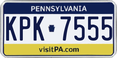PA license plate KPK7555