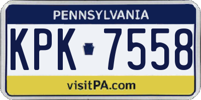 PA license plate KPK7558