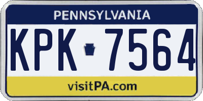 PA license plate KPK7564