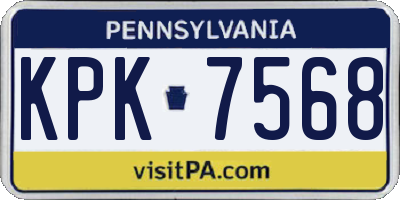 PA license plate KPK7568