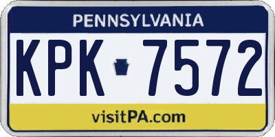 PA license plate KPK7572