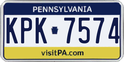 PA license plate KPK7574