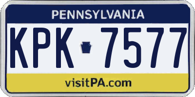 PA license plate KPK7577