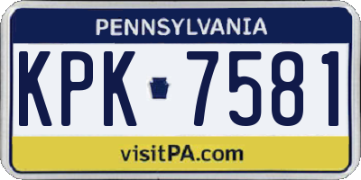 PA license plate KPK7581