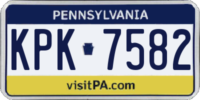PA license plate KPK7582