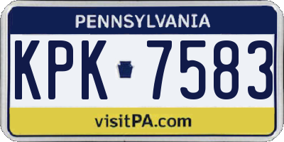 PA license plate KPK7583