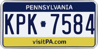PA license plate KPK7584