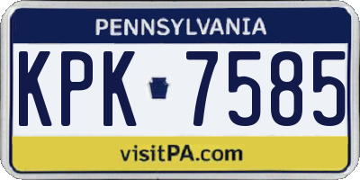 PA license plate KPK7585