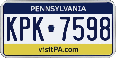 PA license plate KPK7598