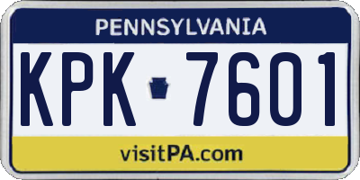 PA license plate KPK7601