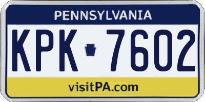 PA license plate KPK7602
