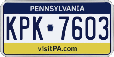 PA license plate KPK7603