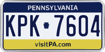 PA license plate KPK7604
