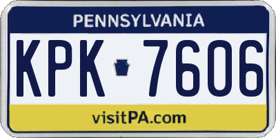 PA license plate KPK7606